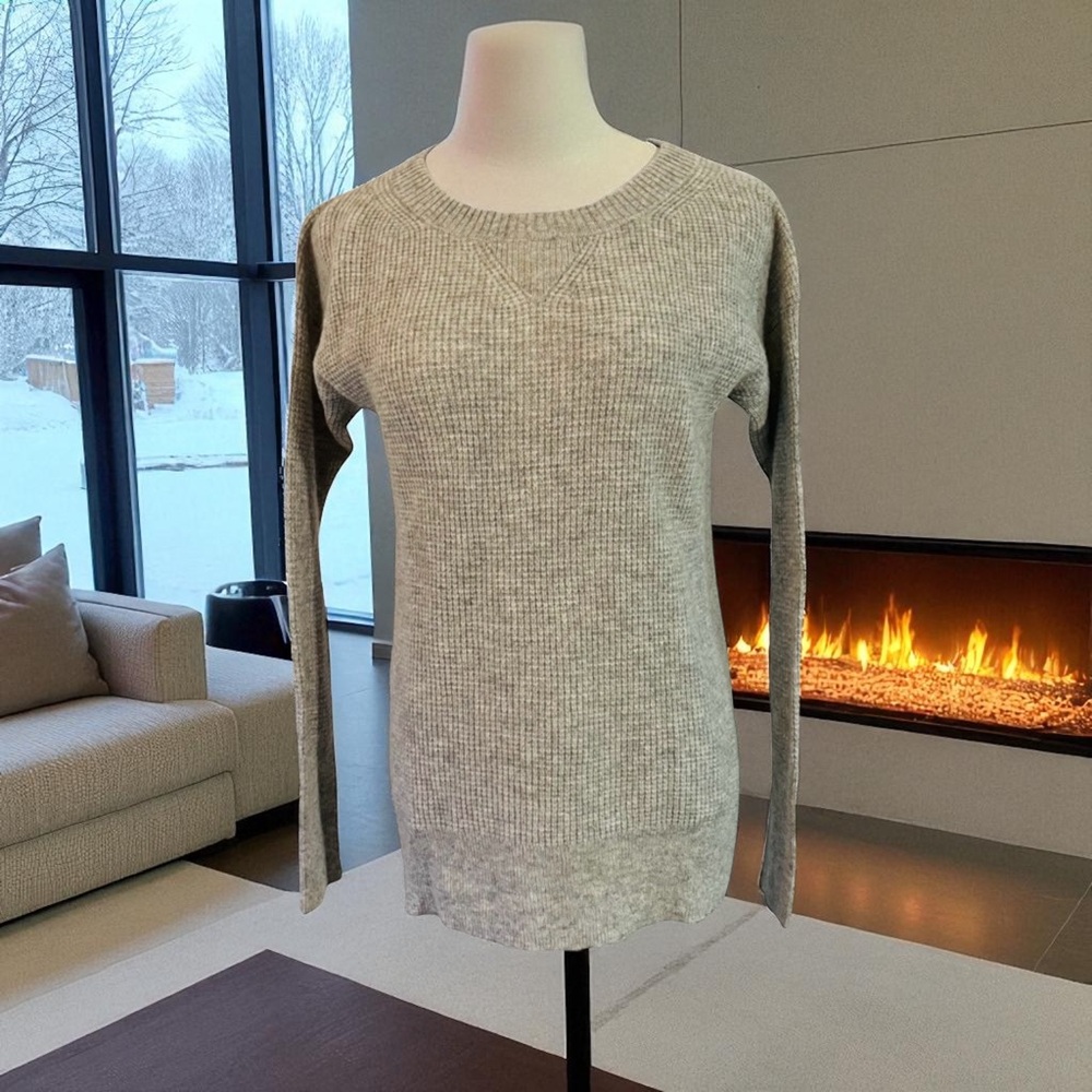 J. CREW 100% CASHMERE Grey Heathered Textured Sweater Size Small